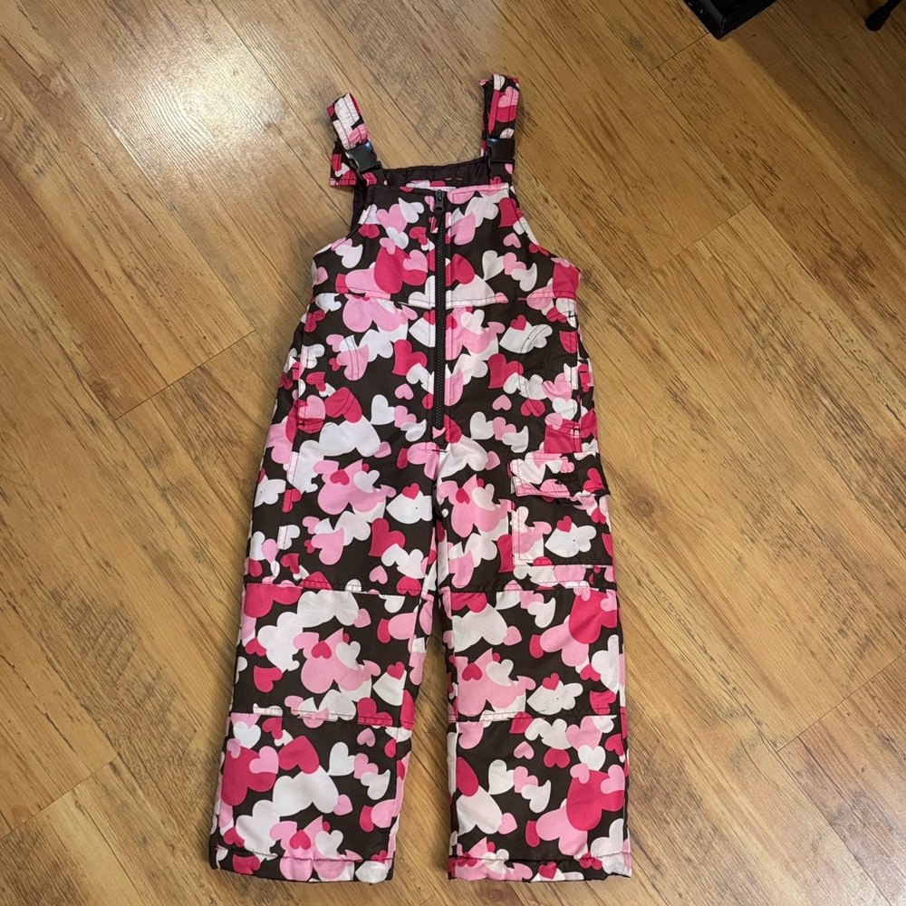 OshKosh Bib Snow Suit Hearts Sz 4 Youth